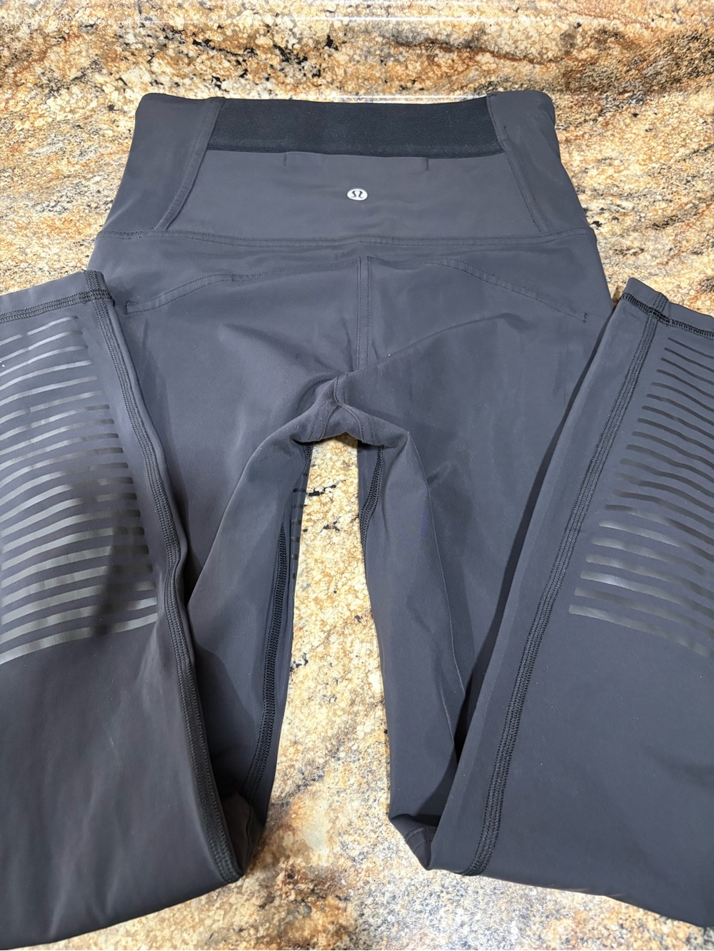 Lululemon High-Waist Black Leggings with Side Strip Detail